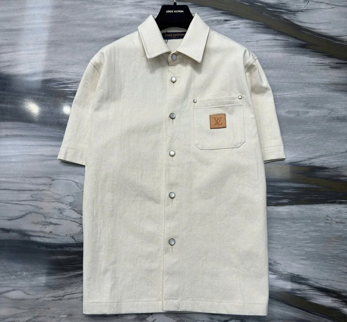 Sơ mi nam LV Louis Vuitton tay ngắn vàng hàng xịn sò mã 2 thời thượng