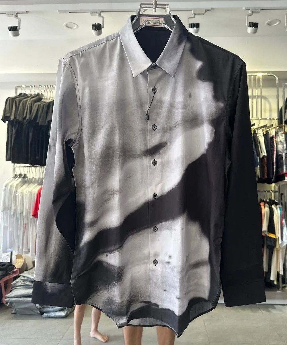 Áo sơ mi nam màu đen McQueen tay dài mã 1 tinh xảo limited stock