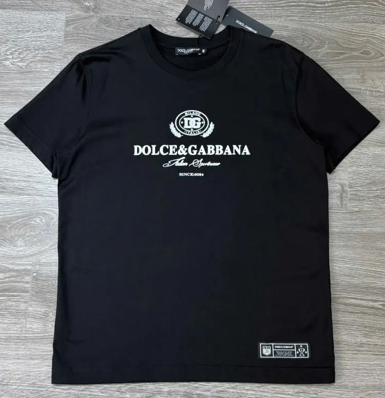 Áo thun đen cổ tròn mã 6 DG phong cách luxury năng động cho nam nữ