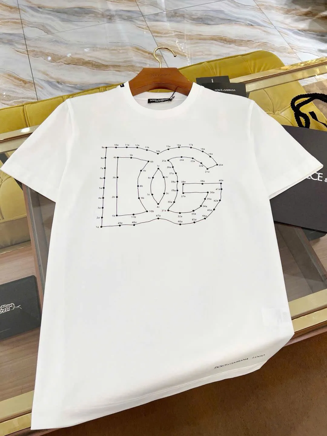 Áo thun Dolce #EANF# màu trắng cổ tròn mã 6 phong cách unisex nam nữ