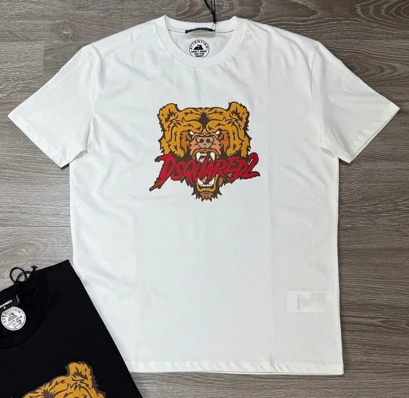 Áo phông Dsquared2 nam trắng sang chảnh mã 16, cổ tròn cuốn hút