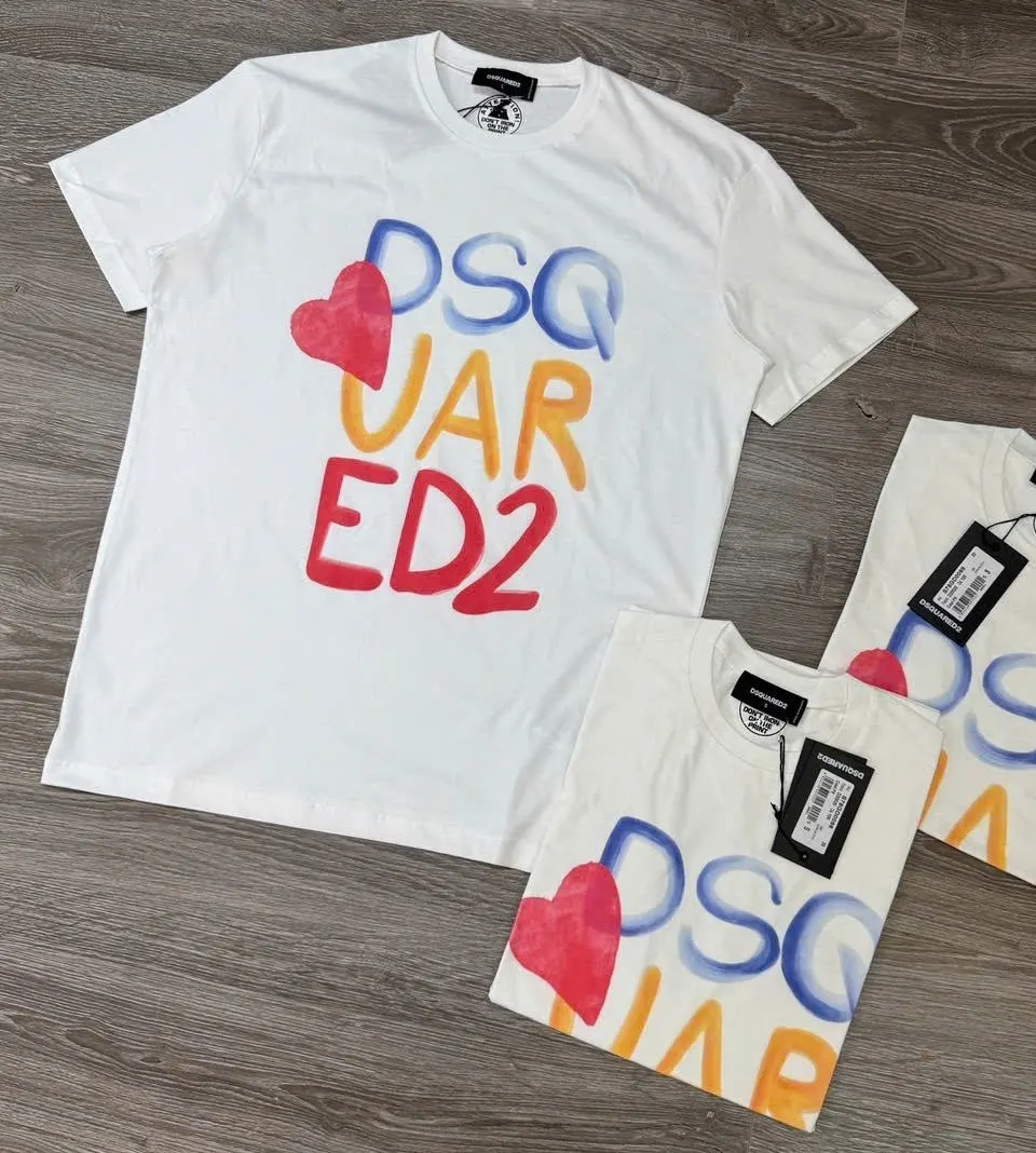 Áo thun phông Dsquared2 #EANF# màu trắng cổ tròn nam nữ mã 21 sang trọng