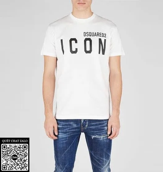 Áo phông nam màu trắng Dsquared2 mã 5 dòng premium men lì