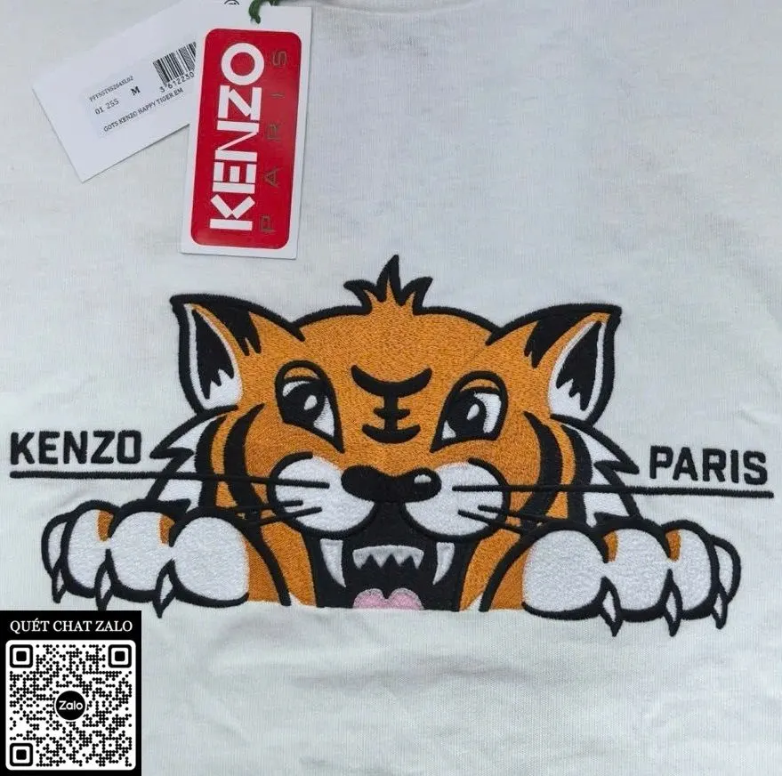 Áo phông Kenzo màu trắng xịn xò đa năng thiết kế đẹp cho nam mã 1