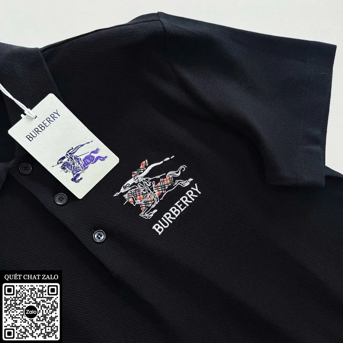 Áo polo nam màu đen Burberry mã 10 BBR chuẩn chỉnh đỉnh chóp