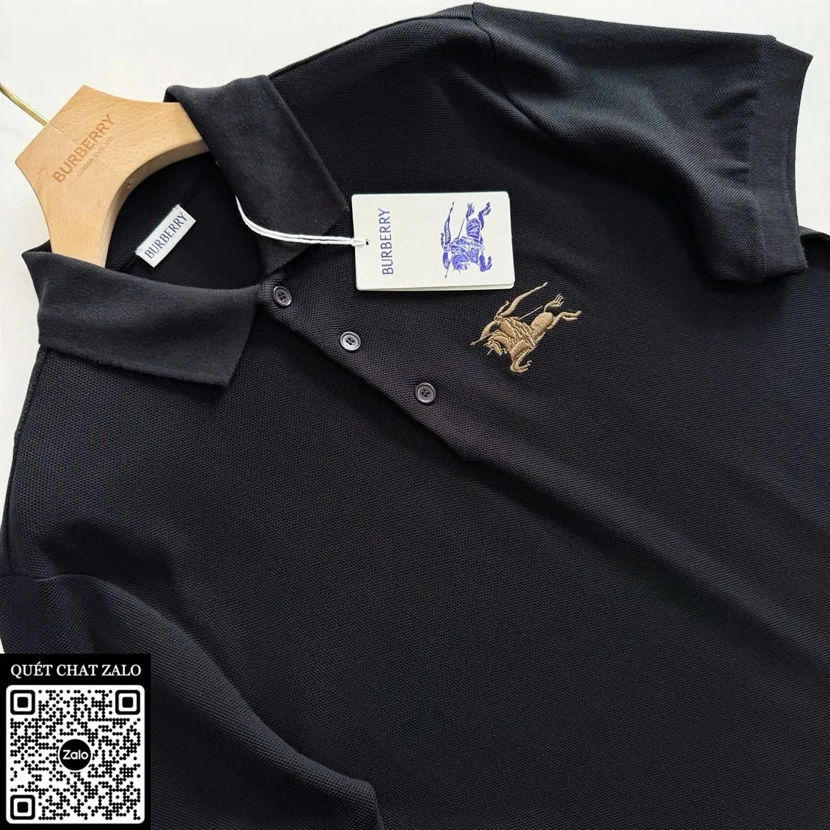 Áo polo Burberry màu đen nam BBR mã 11 limited stock thời trang
