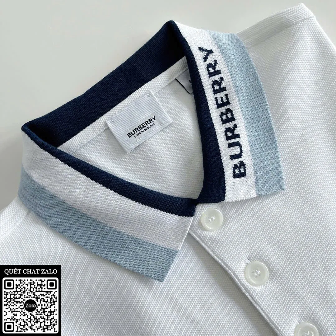 Áo polo nam Burberry màu trắng mã 7 BBR phong cách sang trọng ấn tượng Áo polo nam Burberry màu trắng mã 7 BBR phong cách sang trọng ấn tượng