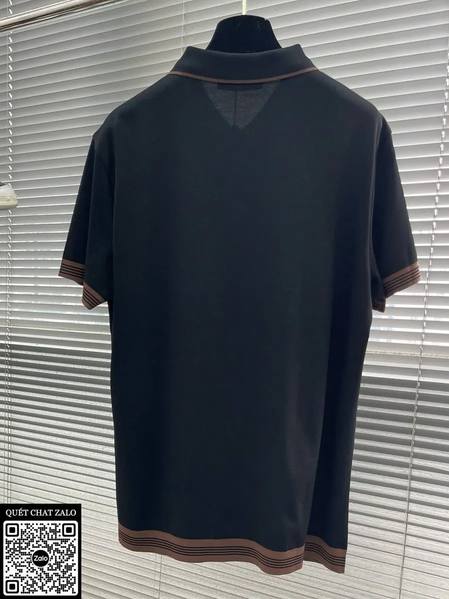 Áo polo nam màu đen Loro Piana mã 1 sang trọng hoàn thiện tốt