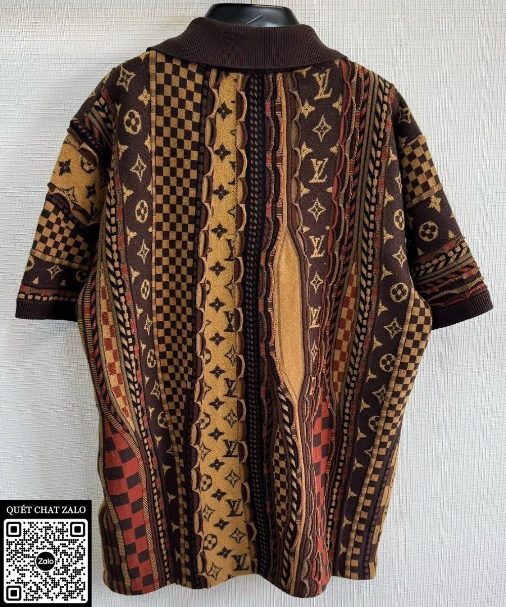 Áo polo nam màu nâu Louis Vuitton mã 1 LV giới hạn thời thượng