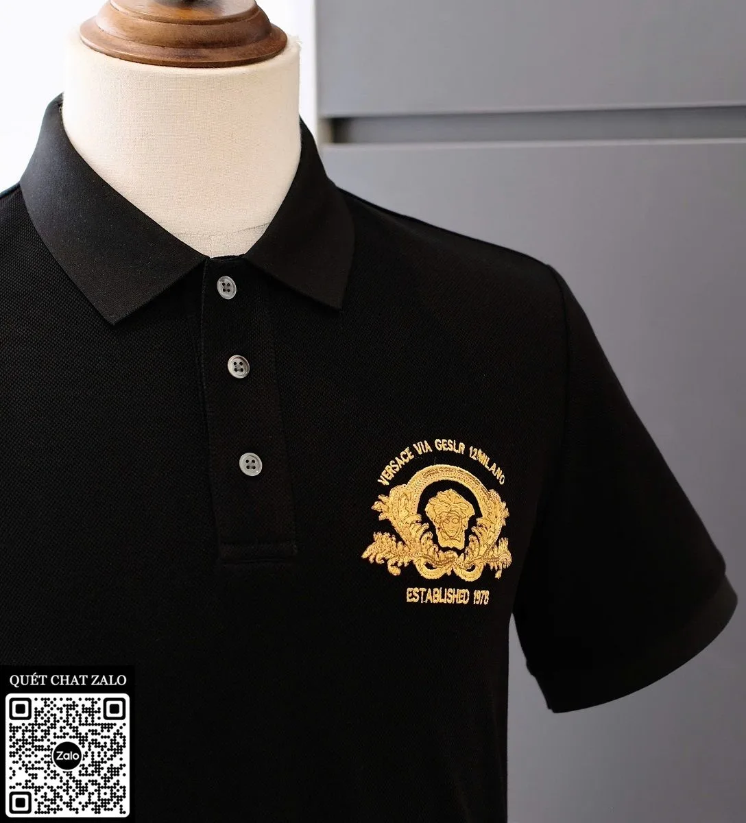 Áo polo nam màu đen Versace mã 4 đỉnh cao phong cách thượng lưu