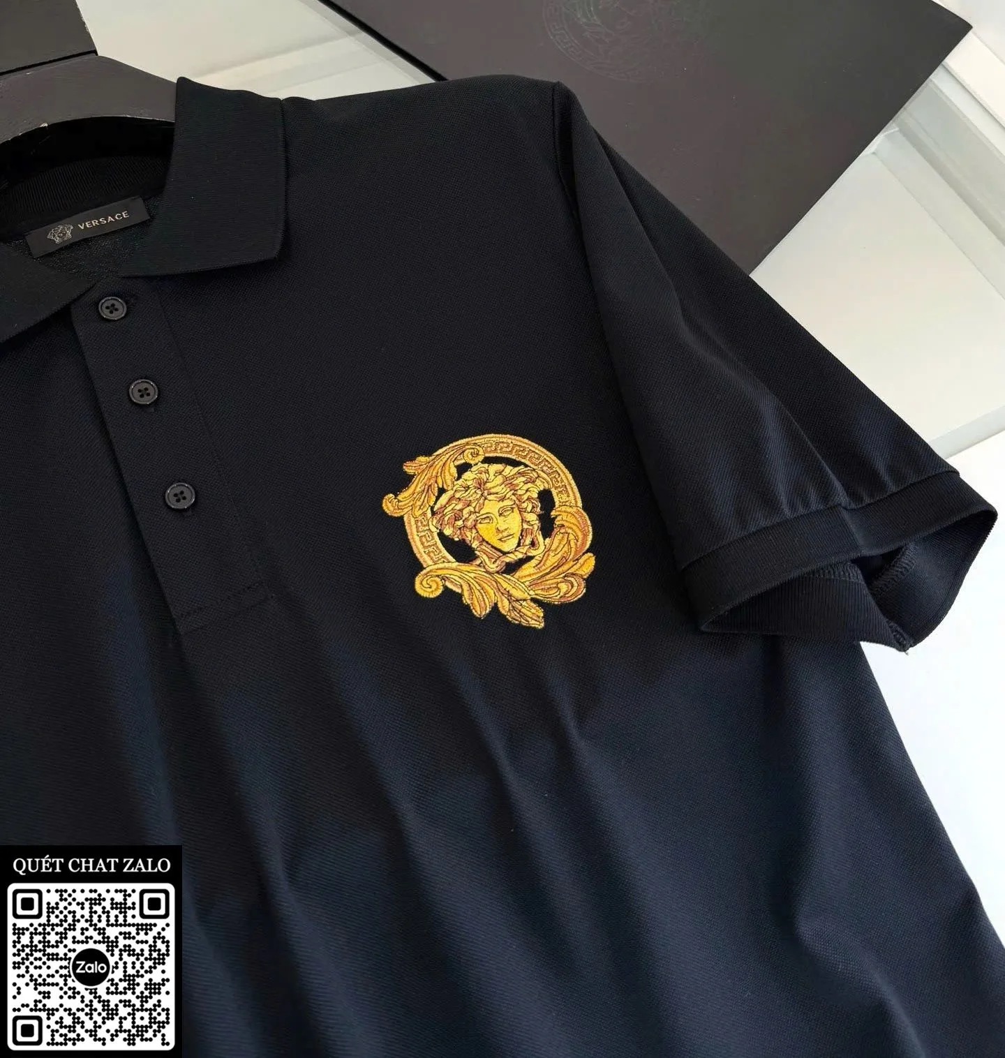 Áo polo nam màu đen Versace mã 5 đẳng cấp thượng lưu quá đỉnh