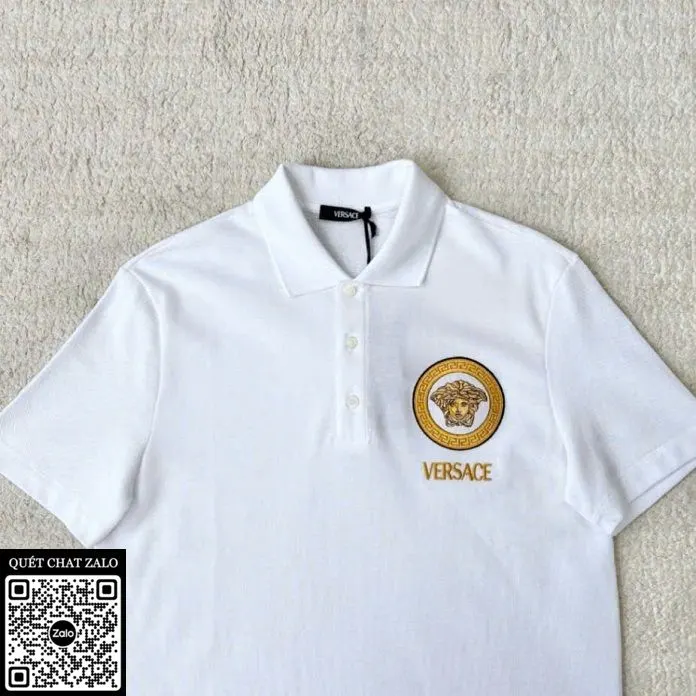 Áo polo nam màu trắng Versace mã 3 phong cách sang xịn cao cấp Áo polo nam màu trắng Versace mã 3 phong cách sang xịn cao cấp