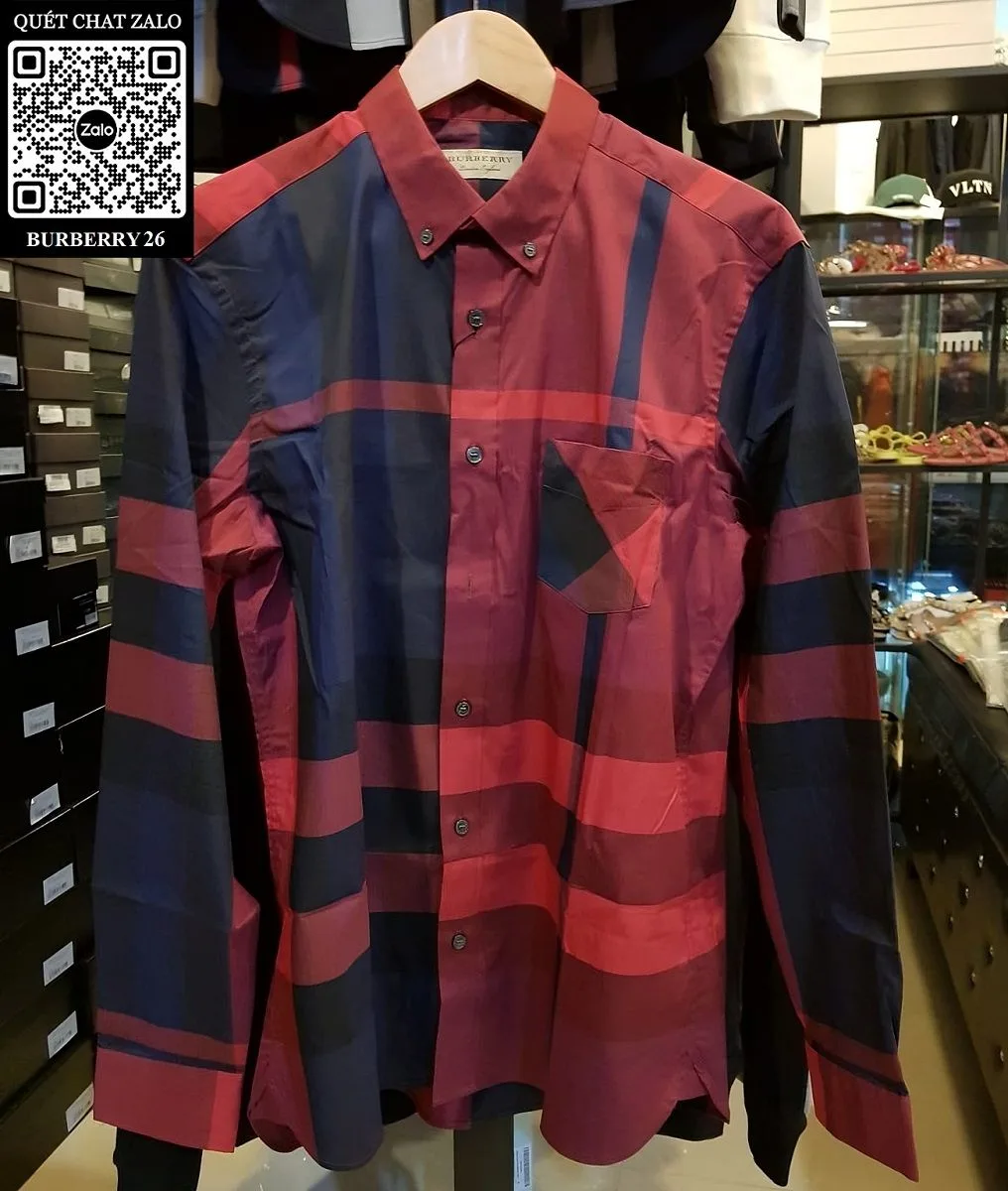 Áo kẻ Burberry nam sơ mi đỏ kẻ caro tay dài mã 26 điển trai lịch lãm Áo kẻ Burberry nam sơ mi đỏ kẻ caro tay dài mã 26 điển trai lịch lãm