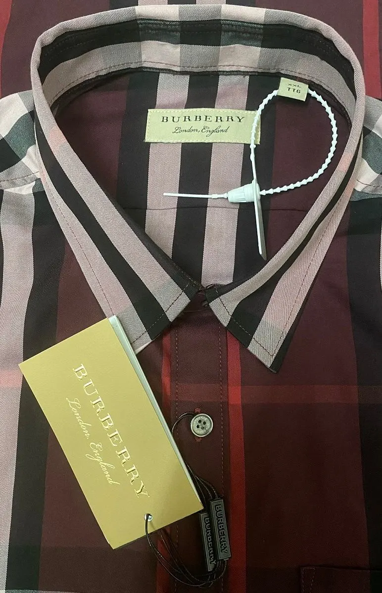Sơ mi kẻ Burberry nam tay dài đỏ caro BBR lịch lãm mã 34a trẻ trung Sơ mi kẻ Burberry nam tay dài đỏ caro BBR lịch lãm mã 34a trẻ trung