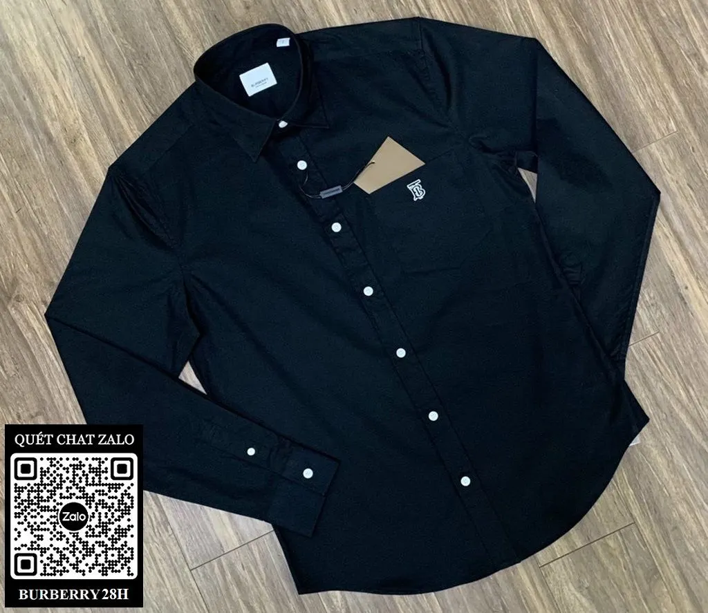 Áo sơ mi nam hiệu Burberry BBR tay dài màu trơn mã 28h cao cấp