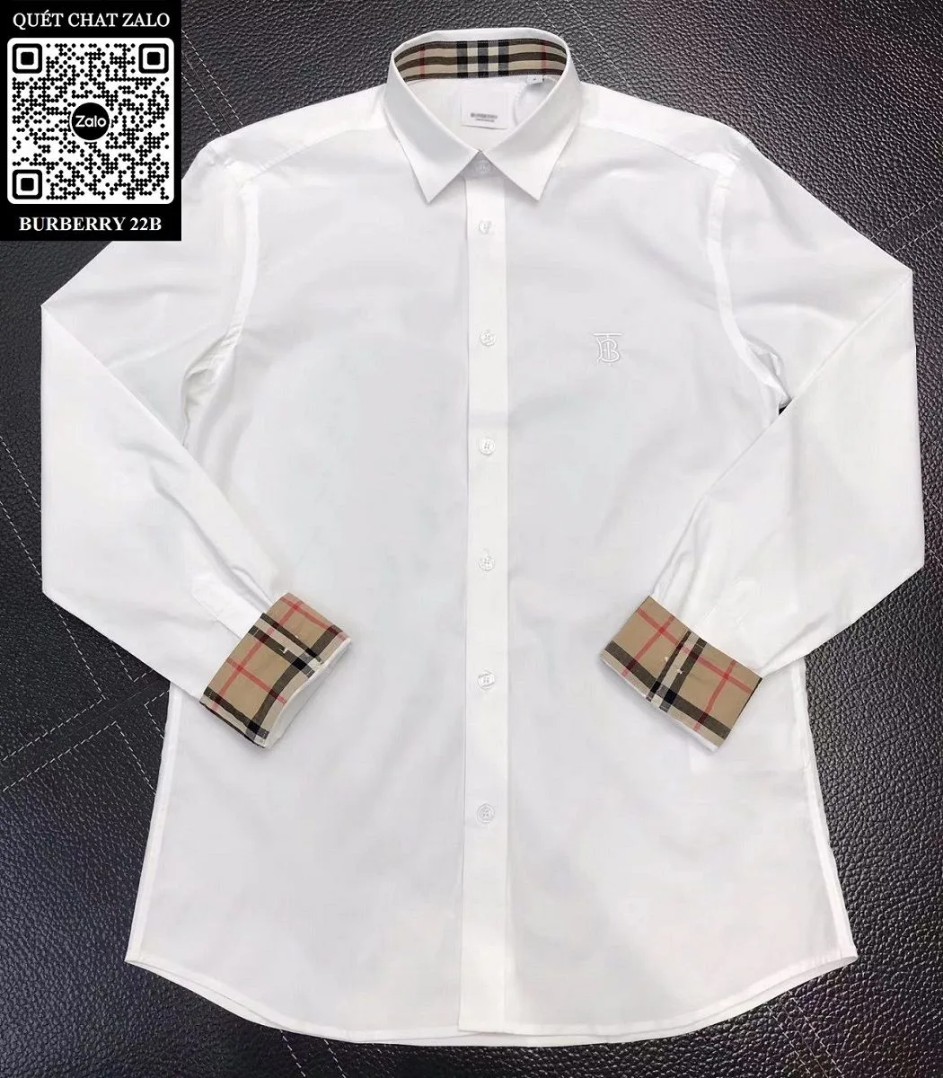 Áo ao so mi Burberry hang hieu tay dài màu trơn nam mã 22b BBR Áo ao so mi Burberry hang hieu tay dài màu trơn nam mã 22b BBR