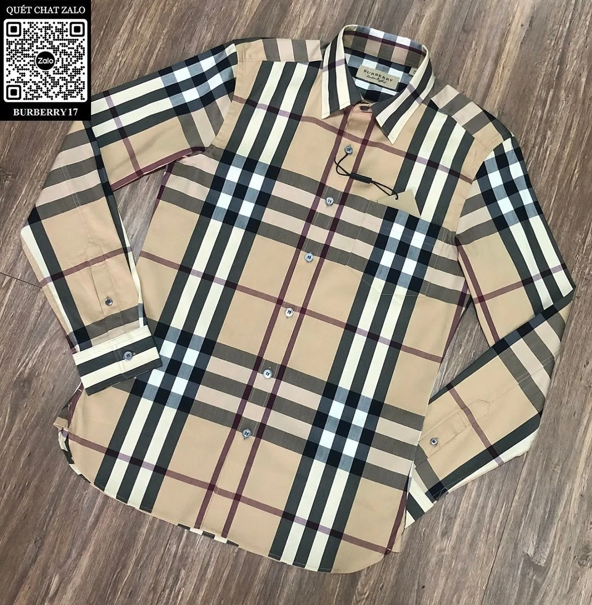 Áo dài tay Burberry áo sơ mi vàng kẻ caro nam mã 17 năng động xịn Áo dài tay Burberry áo sơ mi vàng kẻ caro nam mã 17 năng động xịn