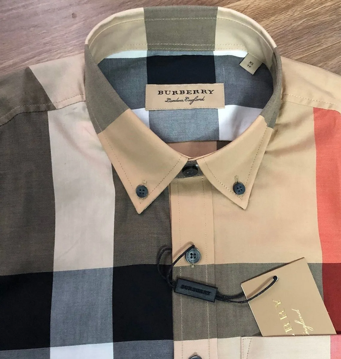 Áo sơ mi nam màu vàng Burberry tay dài kẻ sọc caro mã 3 BBR chuẩn Áo sơ mi nam màu vàng Burberry tay dài kẻ sọc caro mã 3 BBR chuẩn