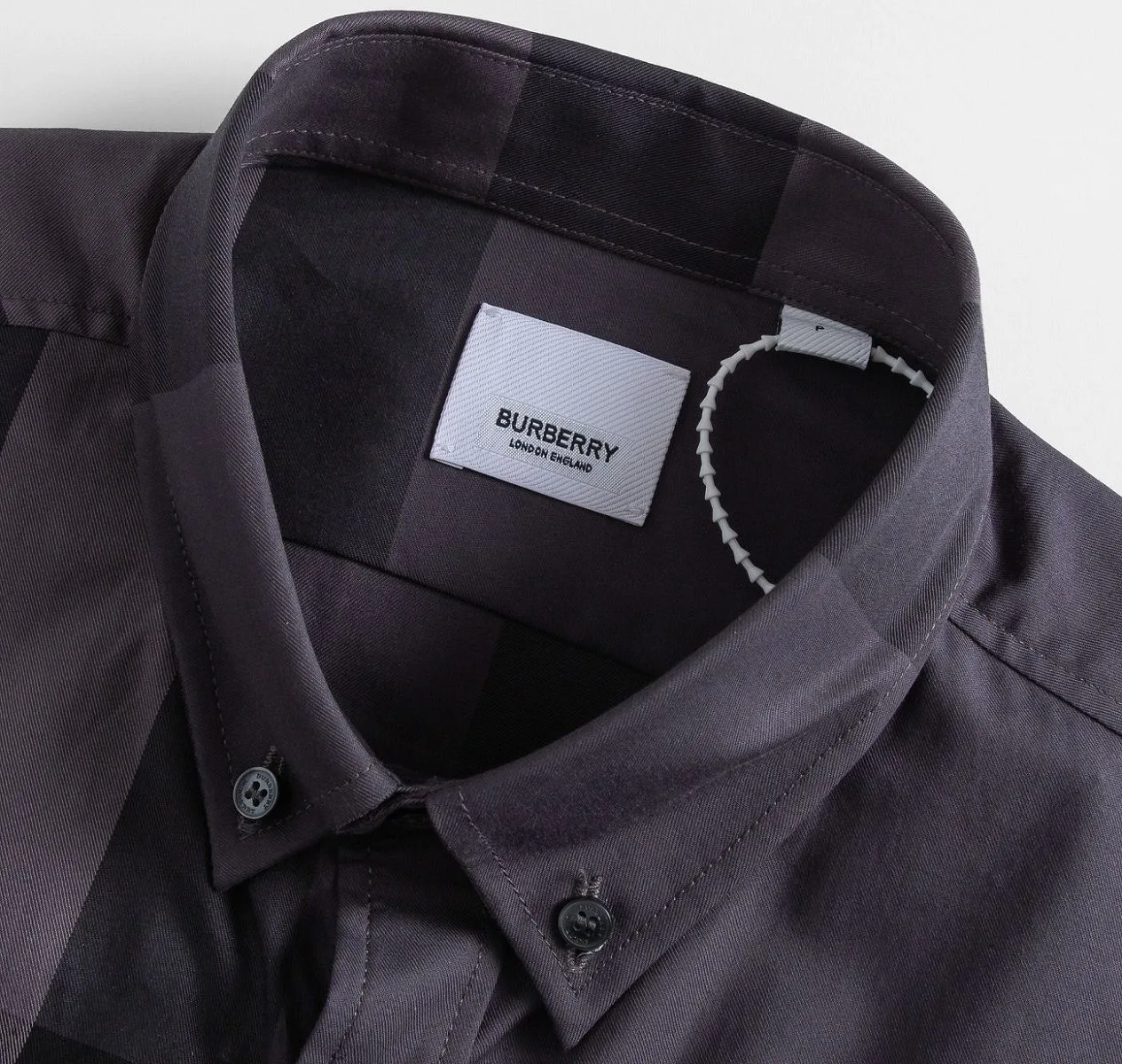 Áo dài tay Burberry sơ mi kẻ caro ghi xám nam mã 19 đánh giá tốt