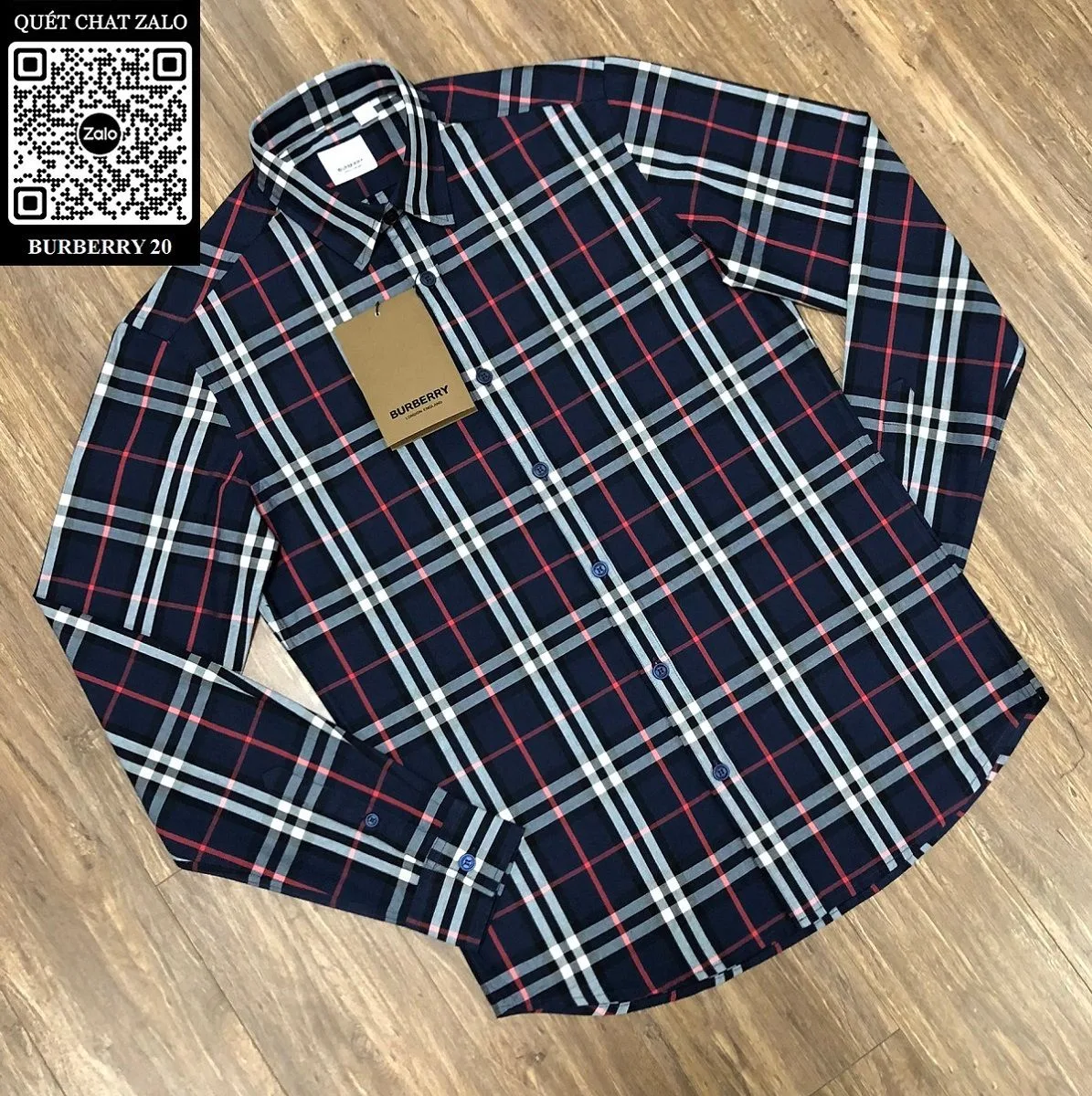 Áo sơ mi Burberry tay dài xanh kẻ sọc caro đáng tiền mã 20 nam Áo sơ mi Burberry tay dài xanh kẻ sọc caro đáng tiền mã 20 nam