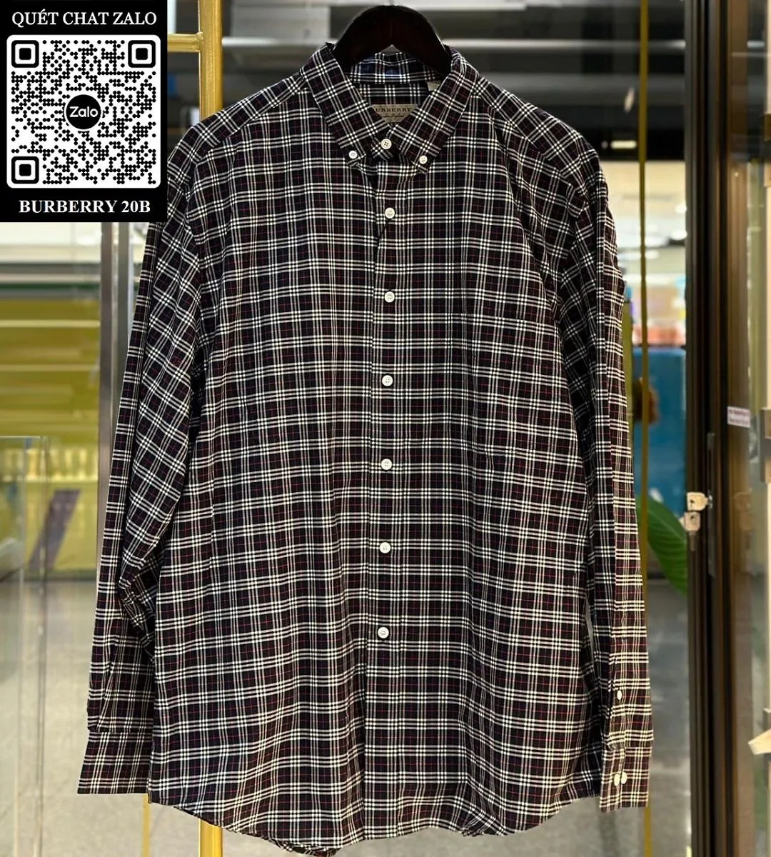Áo sơ mi nam Burberry màu xanh kẻ sọc caro tay dài mã 20b BBR Áo sơ mi nam Burberry màu xanh kẻ sọc caro tay dài mã 20b BBR