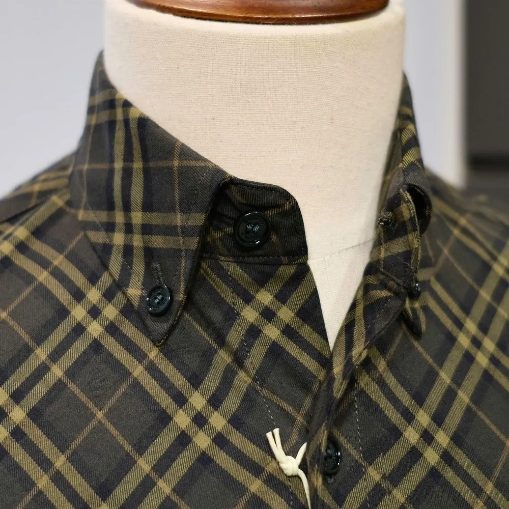 Burberry áo sơ mi BBR nam tay dài xanh kẻ caro năng động mã 1