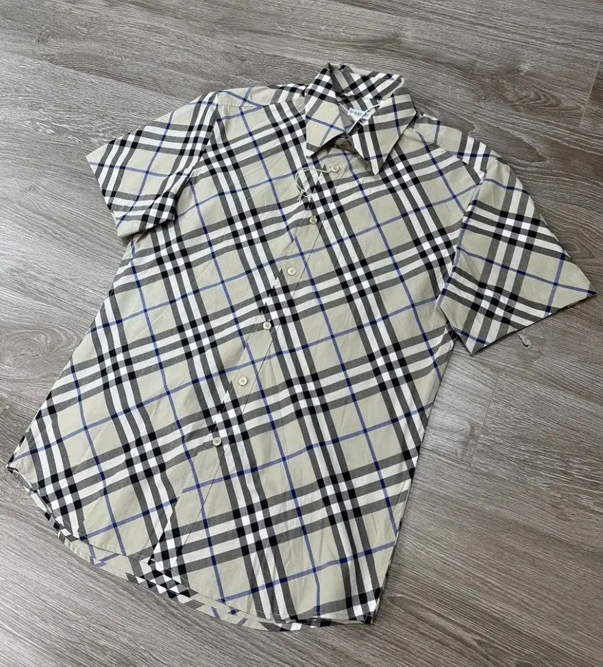 Áo sơ mi kẻ Burberry nam vàng caro tay ngắn cao cấp mã 1 thoải mái