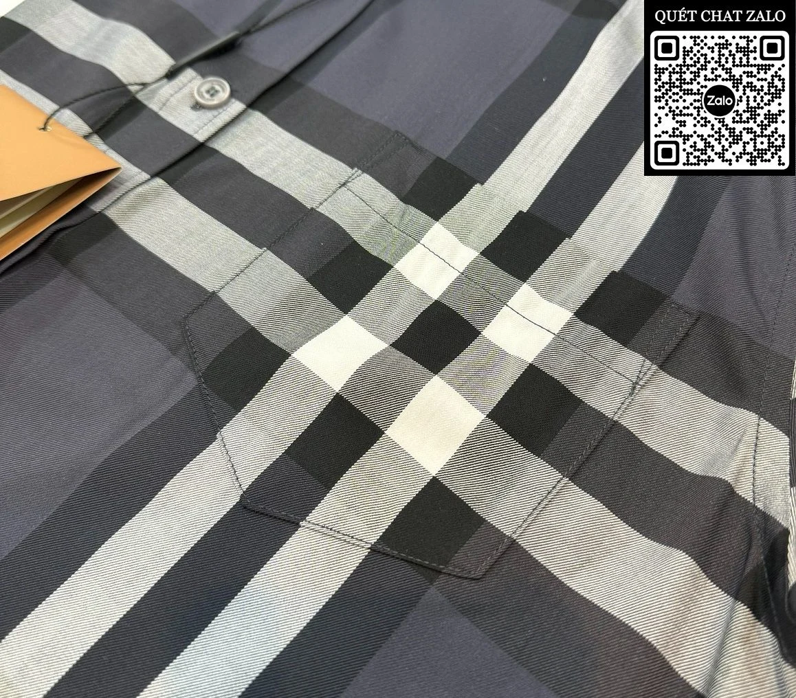 Áo sơ mi Burberry cộc tay nam màu xám kẻ caro trẻ trung mã 4 Áo sơ mi Burberry cộc tay nam màu xám kẻ caro trẻ trung mã 4