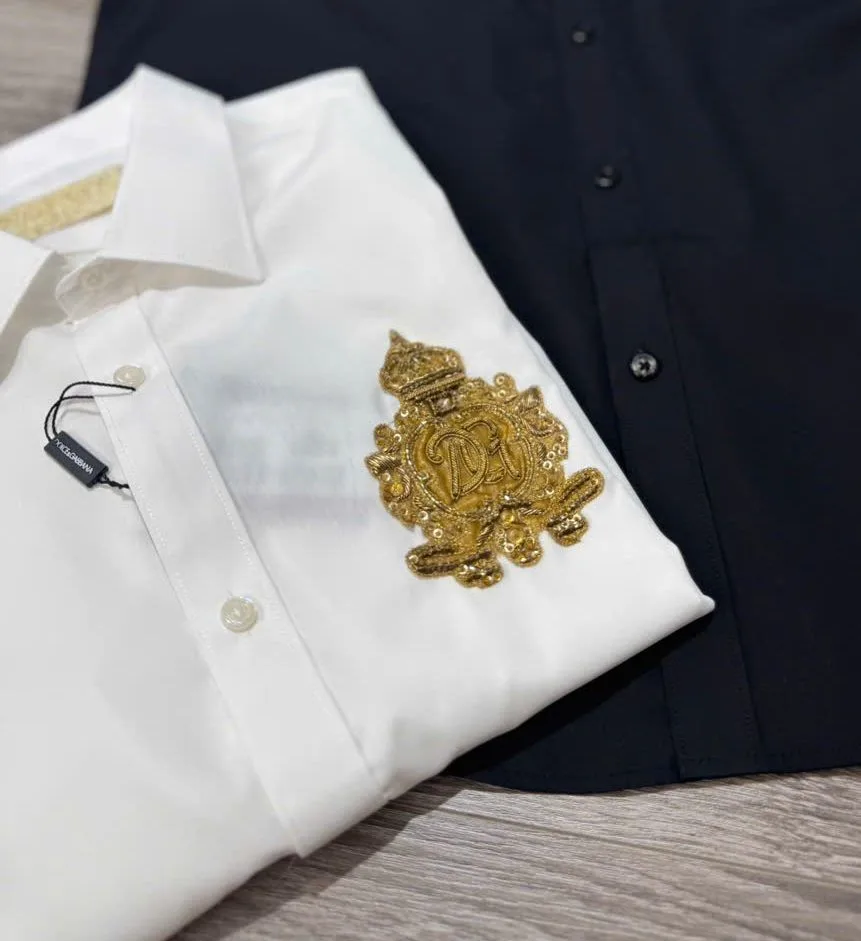 Áo sơ mi DG tay ngắn màu trắng nam mã 3 tinh tế Dolce cao cấp