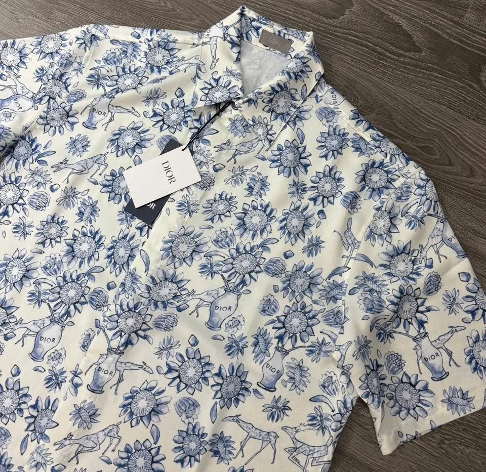 Dior sơ mi trắng tay ngắn nam mã 1 phong cách cao cấp gọn gàng