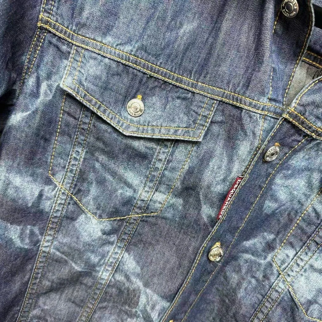 Áo sơ mi nam Dsquared2 màu xanh tay dài jean mã 2 chuẩn form