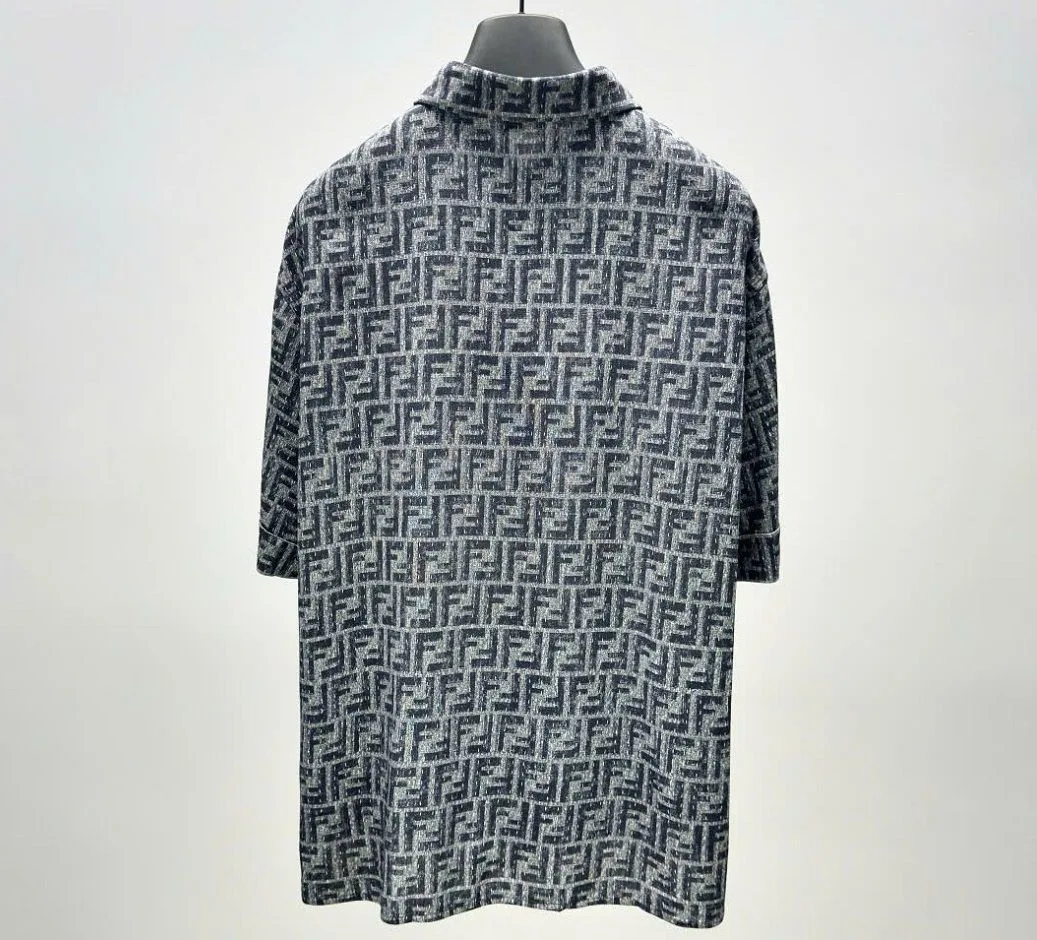 Áo sơ mi nam Fendi màu ghi tay ngắn mã 1 chuẩn chỉnh tầm thượng lưu