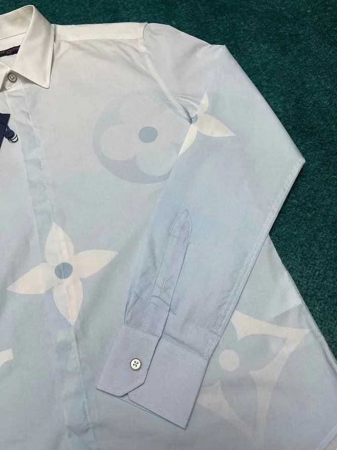 Sơ mi LV xanh Louis Vuitton tay dài nam mã 1 chuẩn thượng lưu