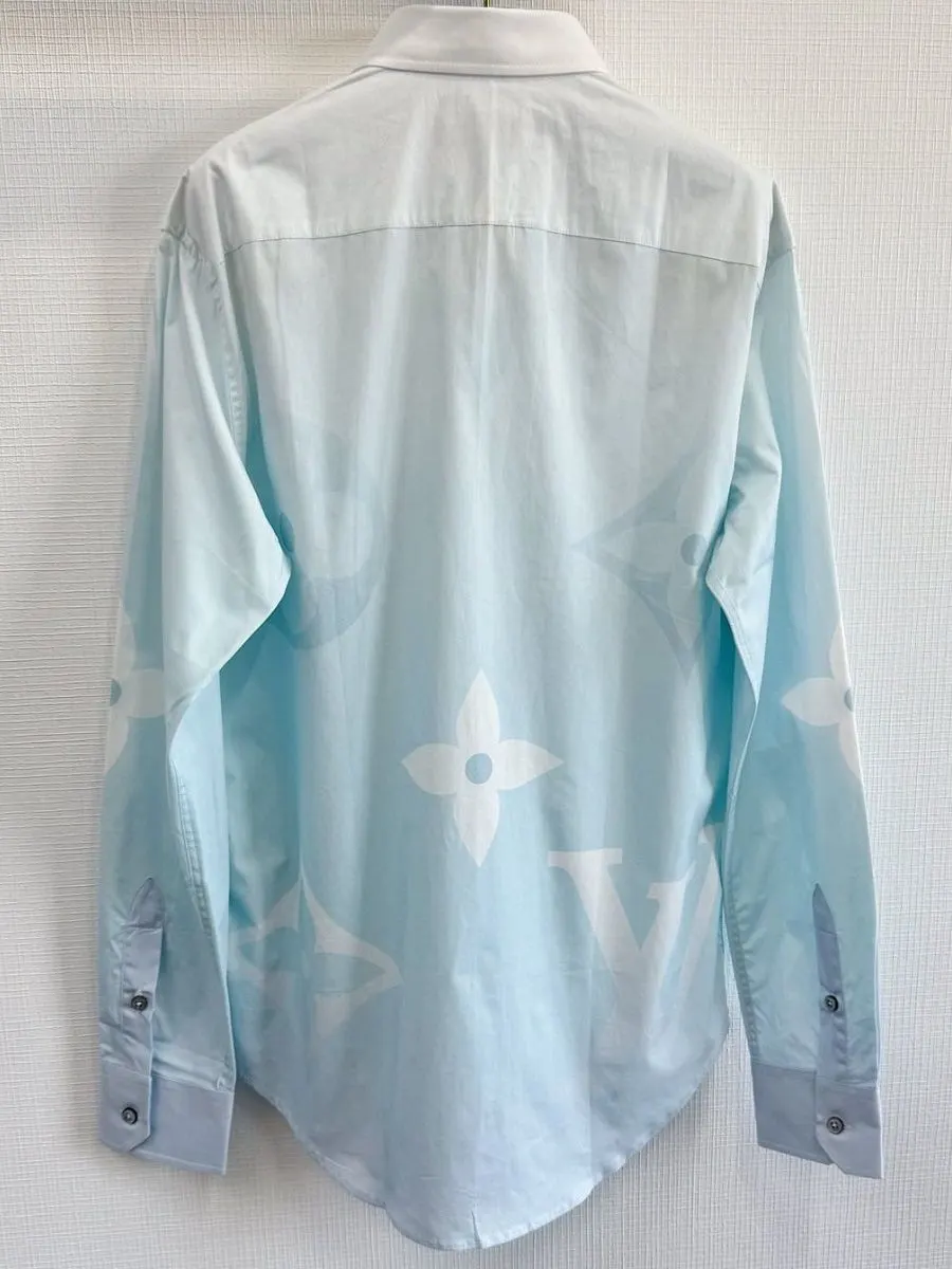 Sơ mi LV xanh áo tay dài nam mã 1b thượng lưu tinh xảo cao cấp mực Sơ mi LV xanh áo tay dài nam mã 1b thượng lưu tinh xảo cao cấp mực