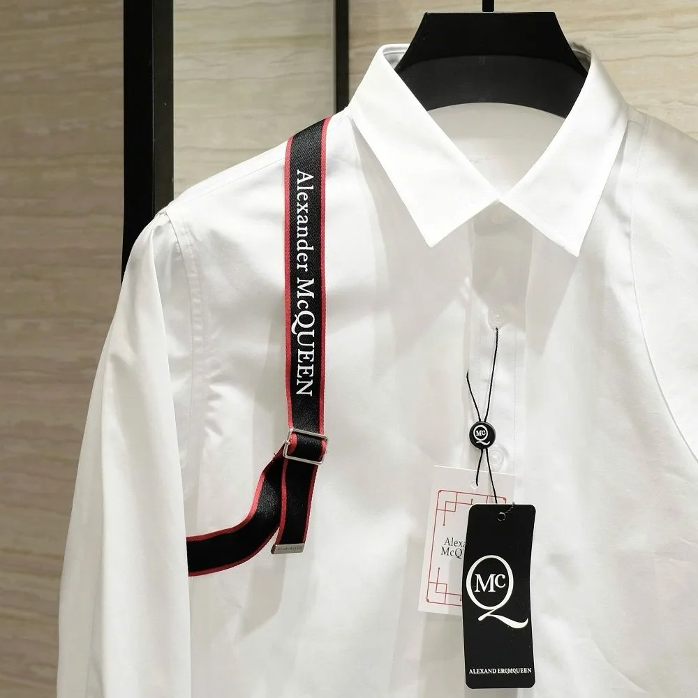 Áo sơ mi Alexander McQueen trắng tay dài nam mã 2 thoải mái cao cấp Áo sơ mi Alexander McQueen trắng tay dài nam mã 2 thoải mái cao cấp