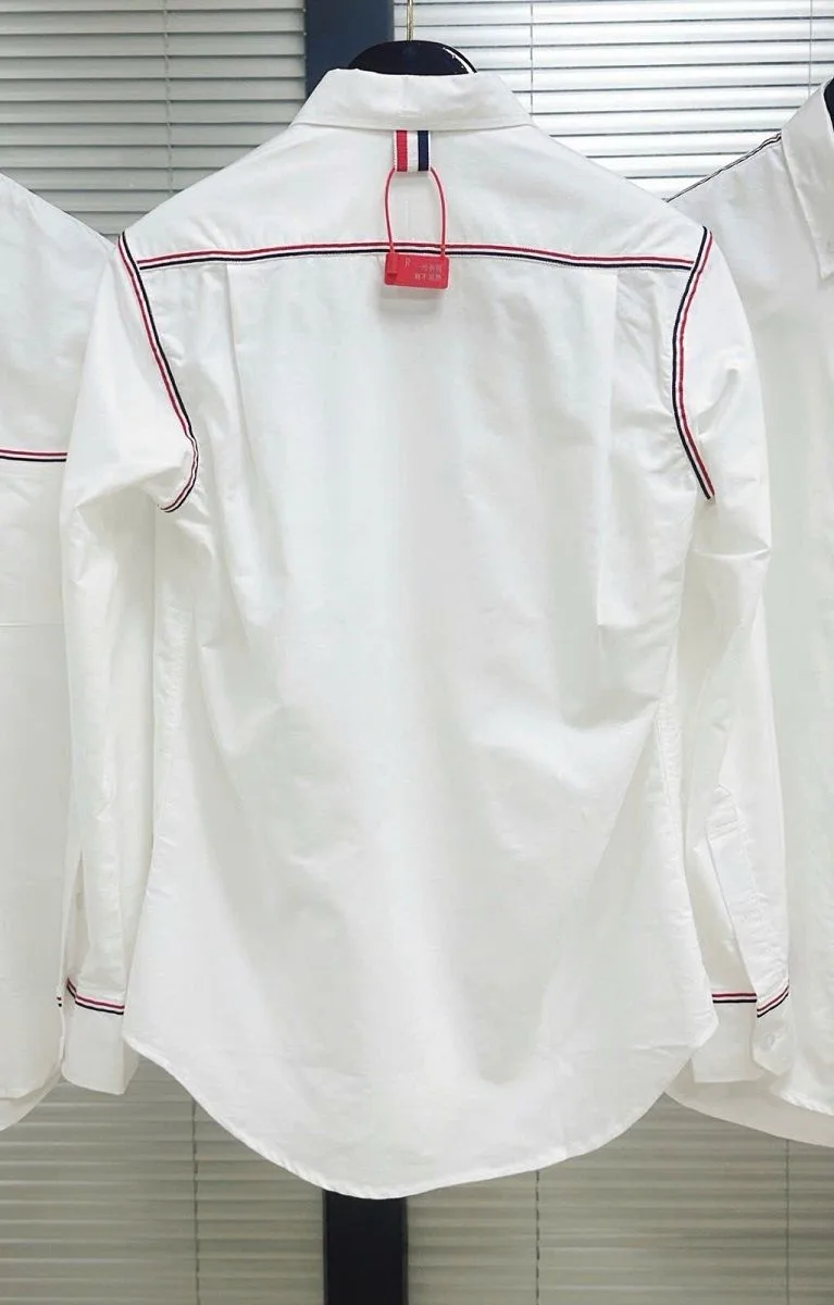 BST trắng tay dài áo sơ mi Thome nam mã 2b Thom Browne chuẩn xịn