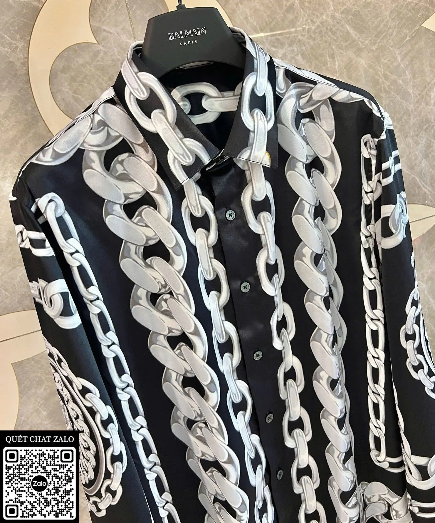 Áo sơ mi nam màu đen Versace tay dài mã 1 đỉnh cao chất lượng