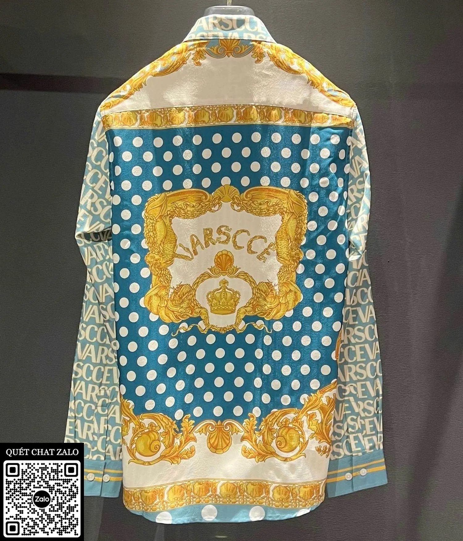 Áo sơ mi nam màu xanh Versace tay dài mã 1 chất số lượng ít đẹp