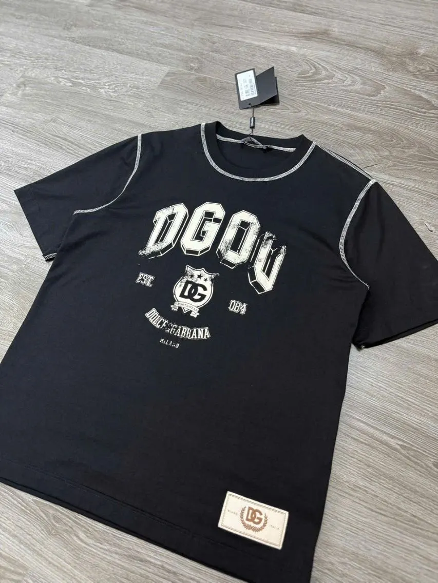 Áo phông đen có cổ DG mã 11b nam nữ cao cấp phong cách thời thượng