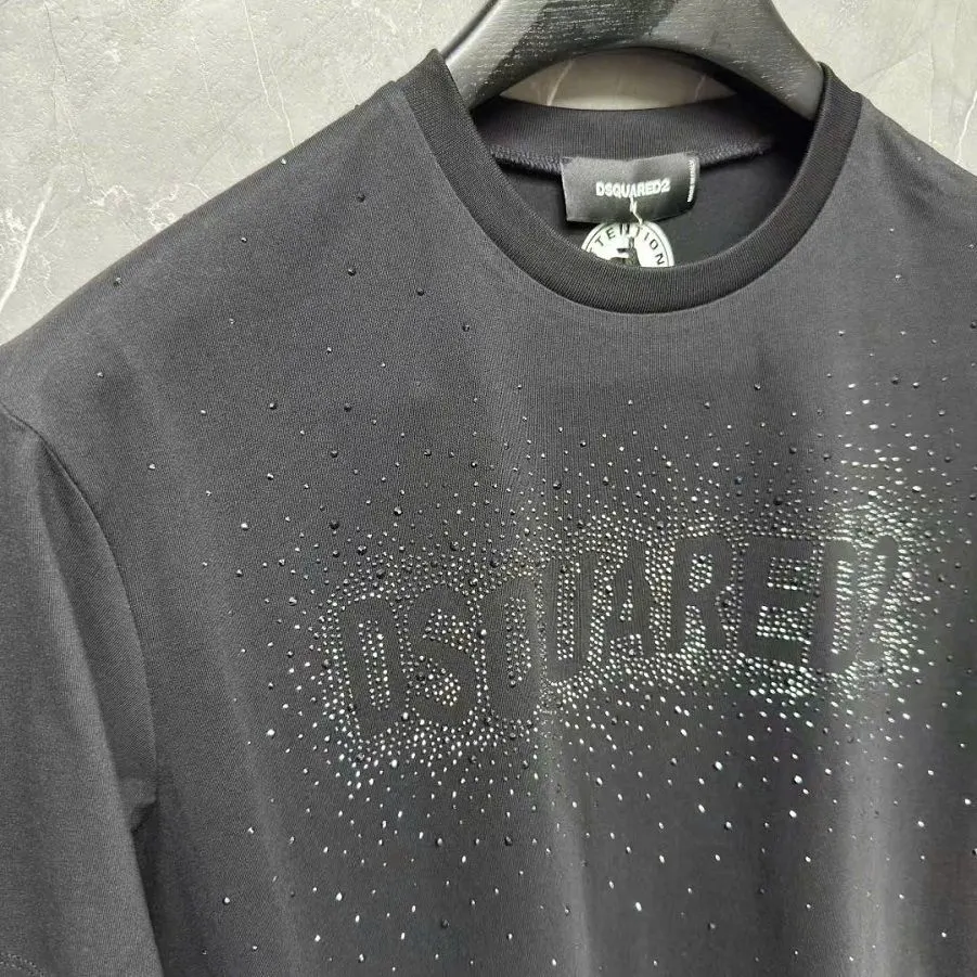 Áo phông nam đen trơn Dsq2 cổ tròn mã 25 phong cách thanh lịch