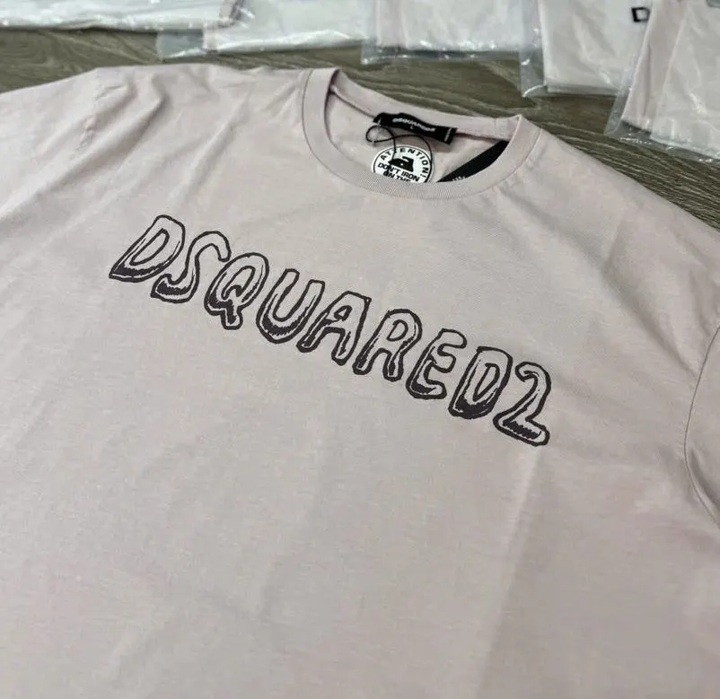 Áo phông màu hồng Dsquared2 mã 1 cổ tròn nam nữ xịn xò chuẩn men thời thượng