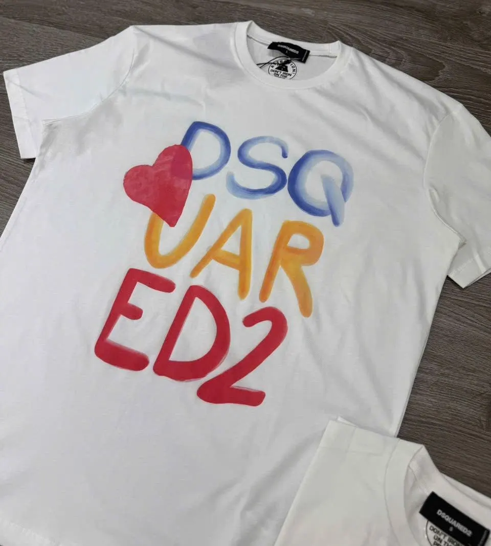 Áo thun phông Dsquared2 #EANF# màu trắng cổ tròn nam nữ mã 21 sang trọng