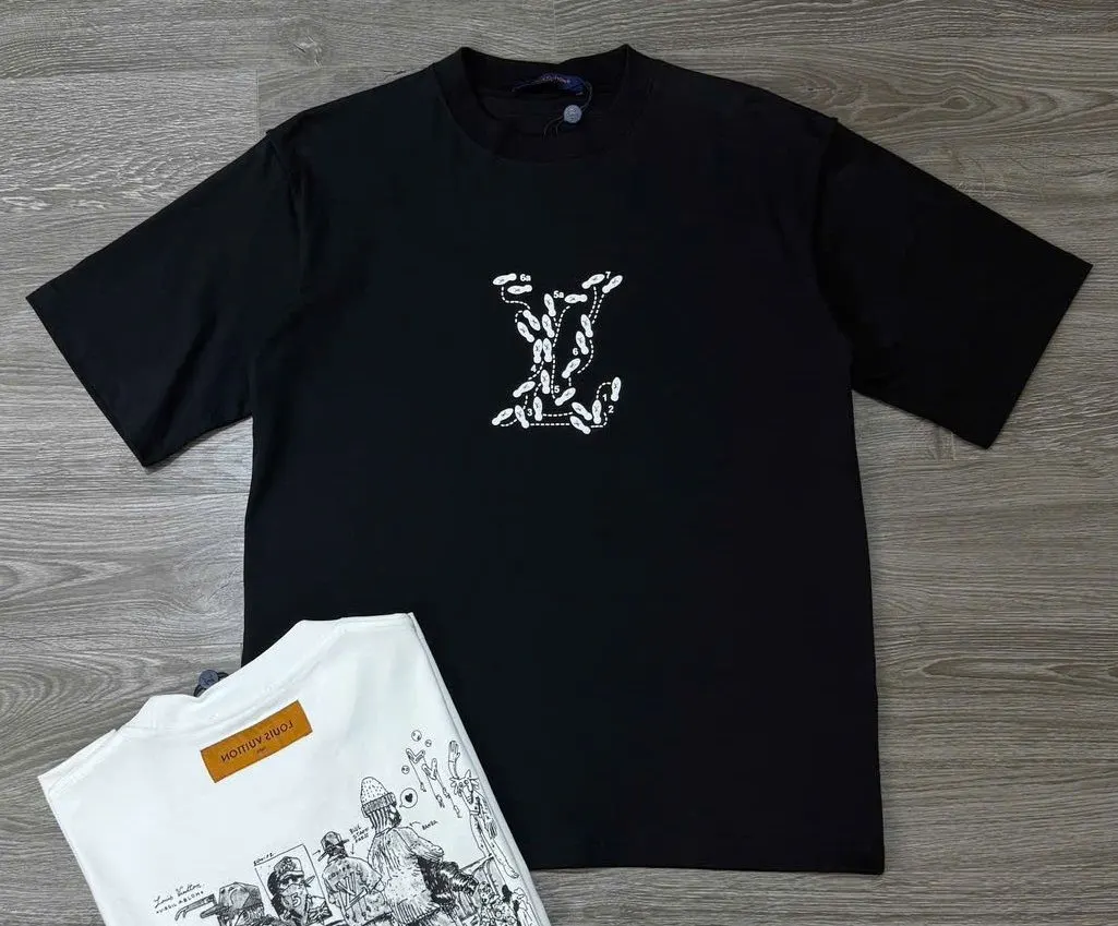 Áo thun LV đen mã 7b cổ tròn nam nữ Like Authentic phong cách men lì