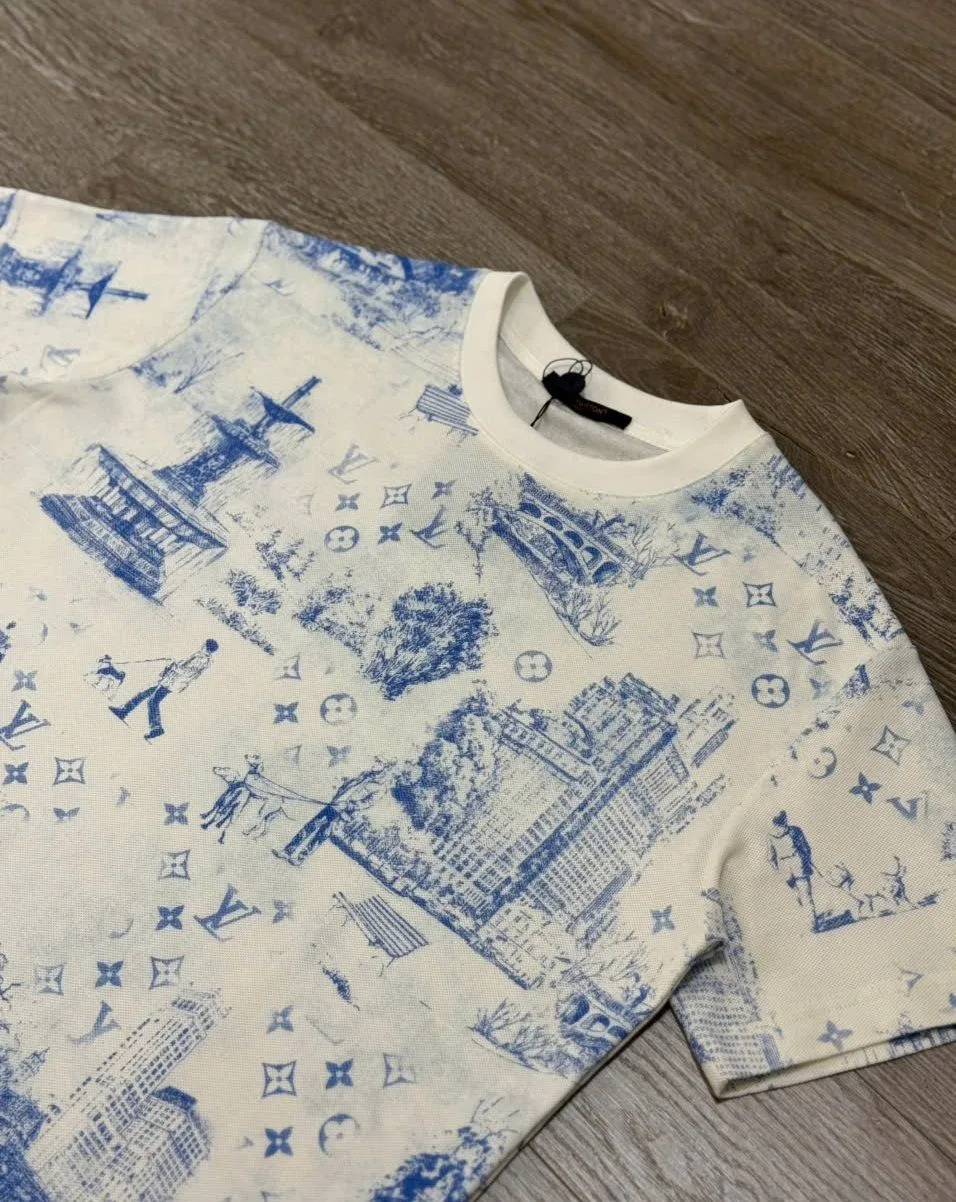 Áo thun LV trắng mã 5b — áo phông cổ tròn xịn xò nam nữ y như thật