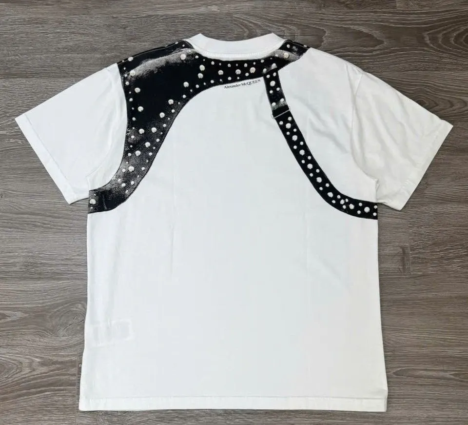 Áo phông trắng nam Alexander McQueen mã 2 cổ tròn hàng hiệu thời trang