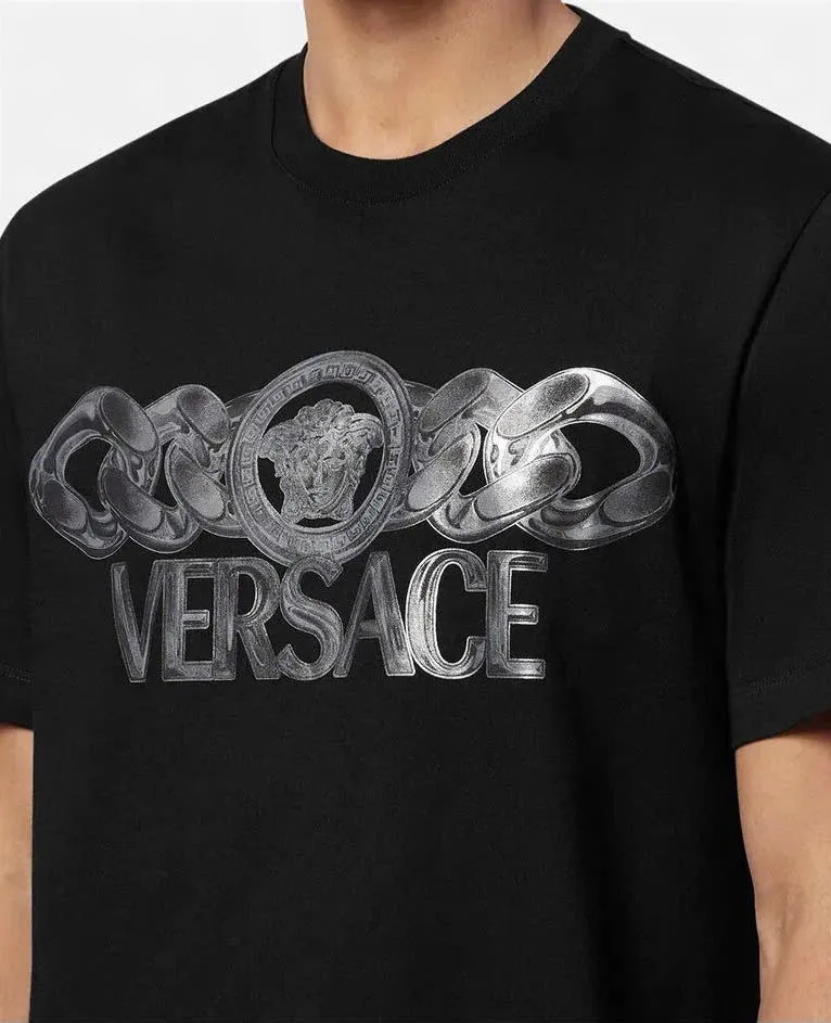 Áo Versace đen mã 1 cao hạng cổ tròn nam nữ kiểu dáng gọn gàng thời thượng Áo Versace đen mã 1 cao hạng cổ tròn nam nữ kiểu dáng gọn gàng thời thượng