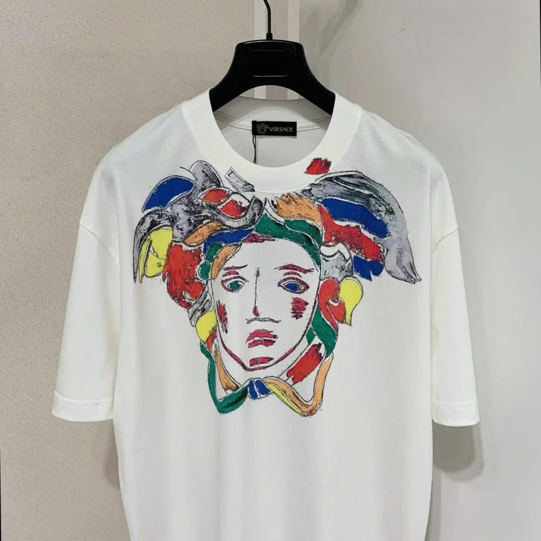 Áo thun trắng đẹp Versace cổ tròn mã 5 cao cấp hợp lý nam nữ