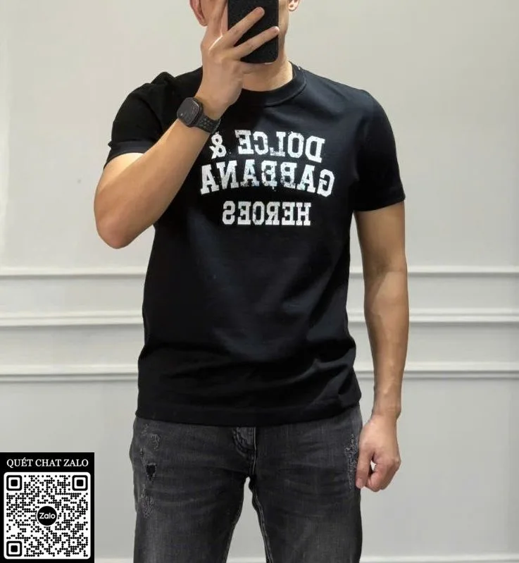 Áo phông nam màu đen Dolce mã 23 phong cách thời thượng cao cấp