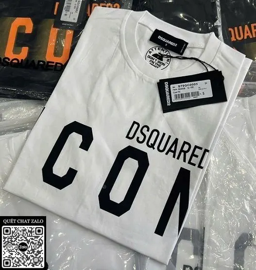 Áo phông nam màu trắng Dsquared2 mã 5 dòng premium men lì
