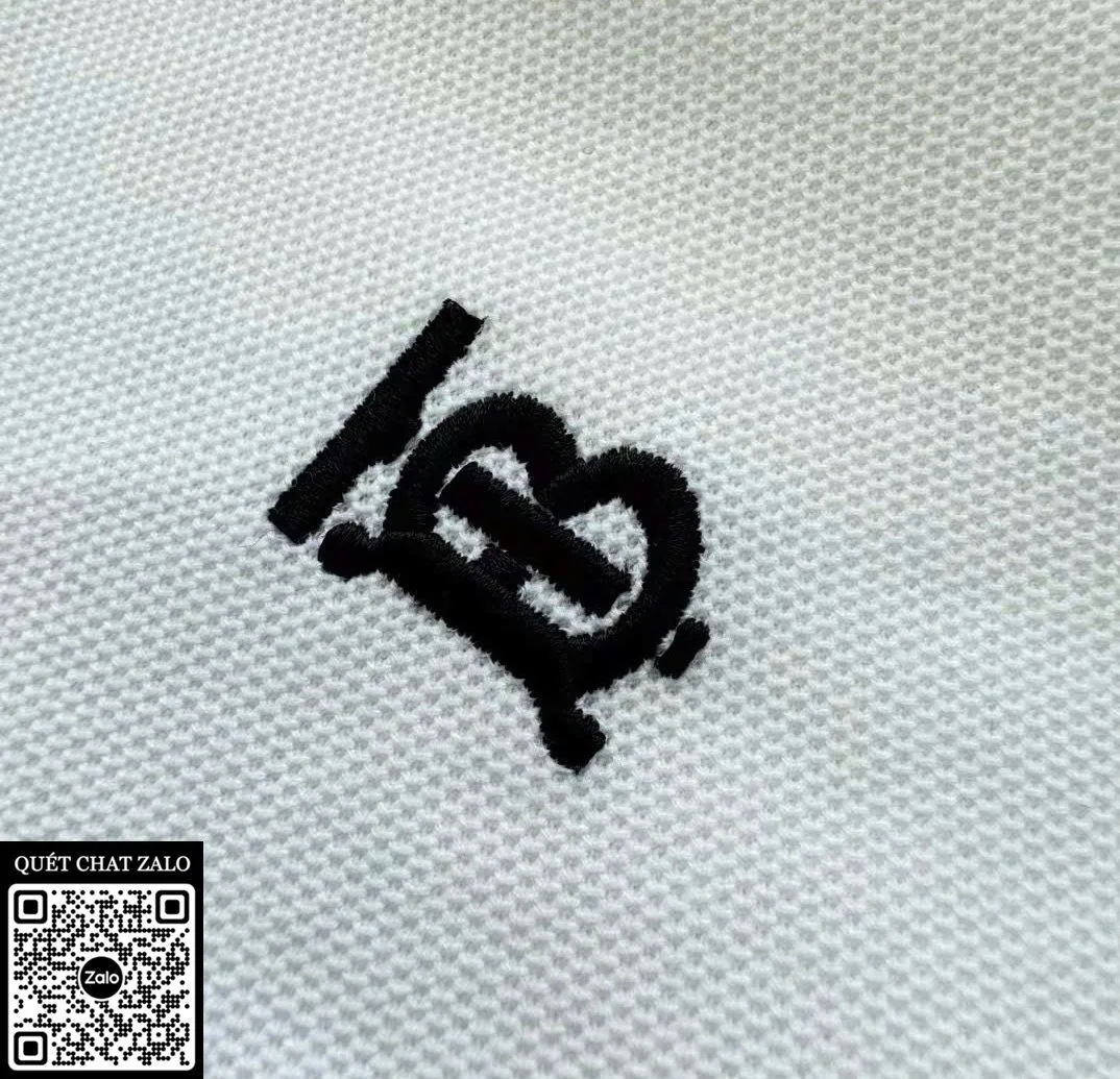 Áo polo nam màu trắng BBR cổ viền Burberry mã 5 xịn hoàn thiện tốt